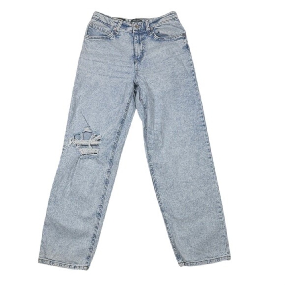 Wild Fable Jeans Womens 0 High Rise Dad Jean Light‎ Wash Blue Distressed Floral